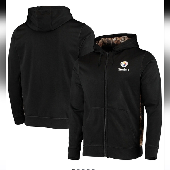 NWT NFL Steelers Black Hoodie with Camo Lining - Picture 1 of 8
